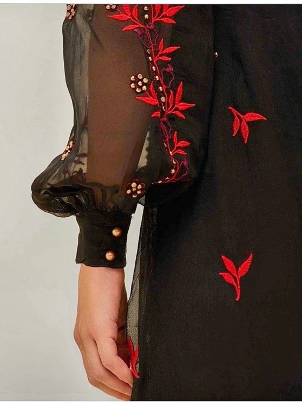 Brand New Farm Rio Organza Long Sleeve Midi Dress Floral Midi Dress - Picture 5 of 5